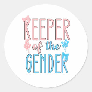 Keeper of Gender Reveal Boy Girl Pink Blue Runder Aufkleber