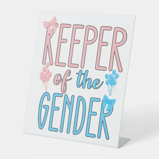 Keeper of Gender Reveal Boy Girl Pink Blue Sockelschild (Vorderseite)