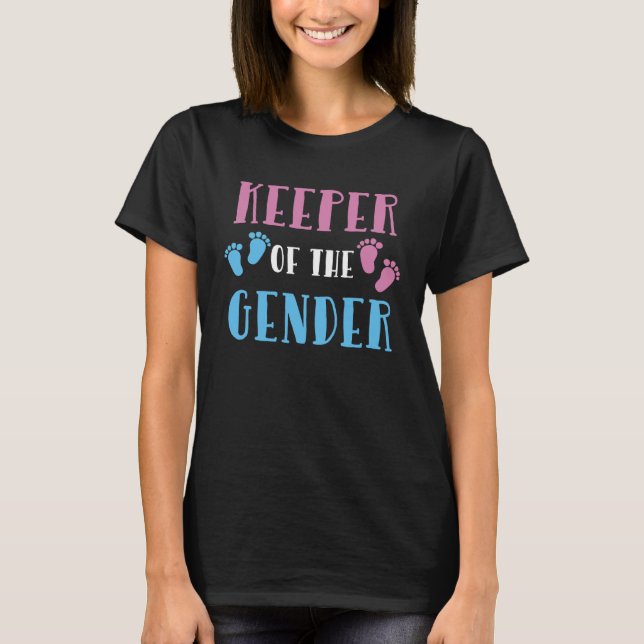 Keeper of Gender Reveal Party Baby Announcement T-Shirt (Vorderseite)