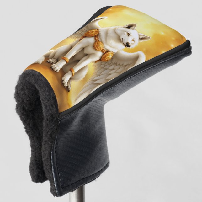 Keeper of the Dawn – The White Winged Wolf.  Golf Headcover (3/4 Vorderseite)