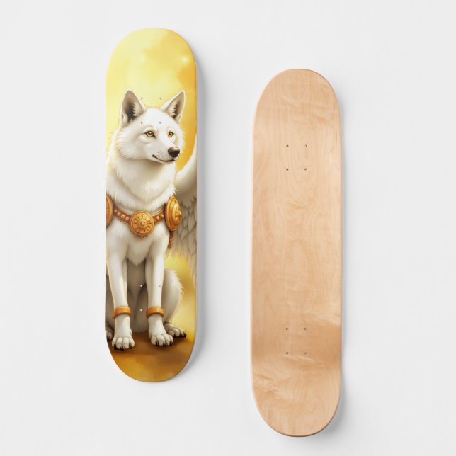 Keeper of the Dawn – The White Winged Wolf.  Skateboard (Vorderseite)