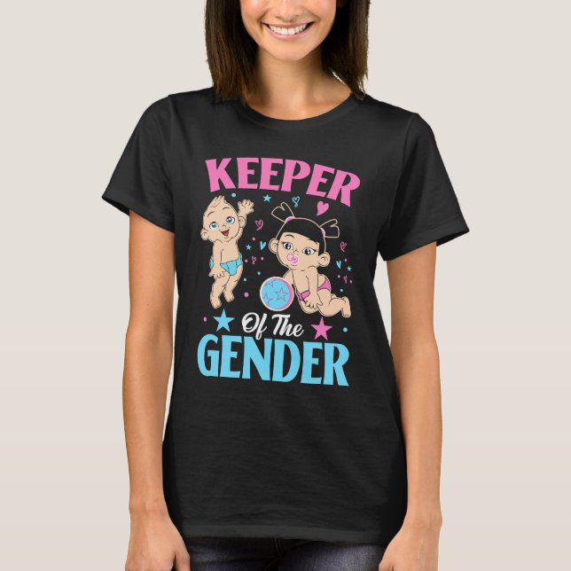 Keeper of the Gender Baby Party Gender Reveal Anno T-Shirt (Vorderseite)