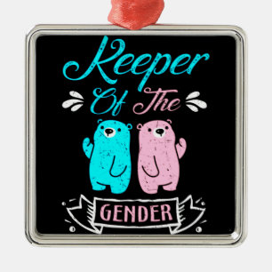 Keeper of the Gender Pink and Blue Teddy Bear Ornament Aus Metall