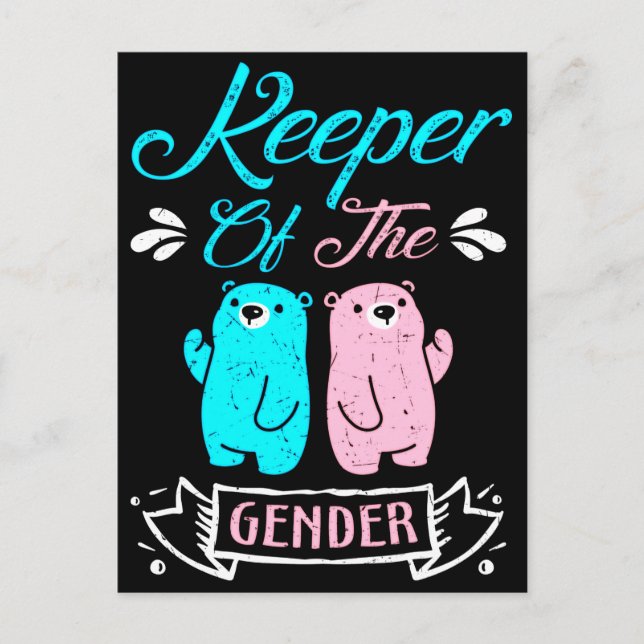 Keeper of the Gender Pink and Blue Teddy Bear Postkarte (Vorderseite)