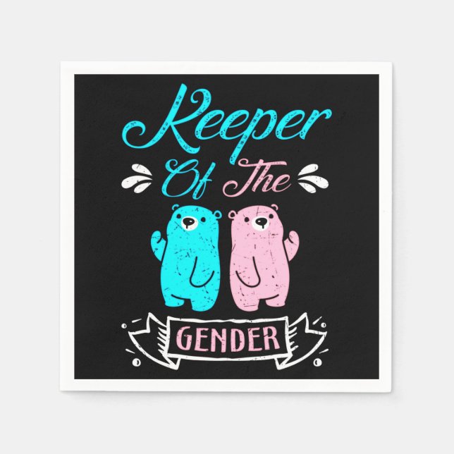 Keeper of the Gender Pink and Blue Teddy Bear Serviette (Vorderseite)