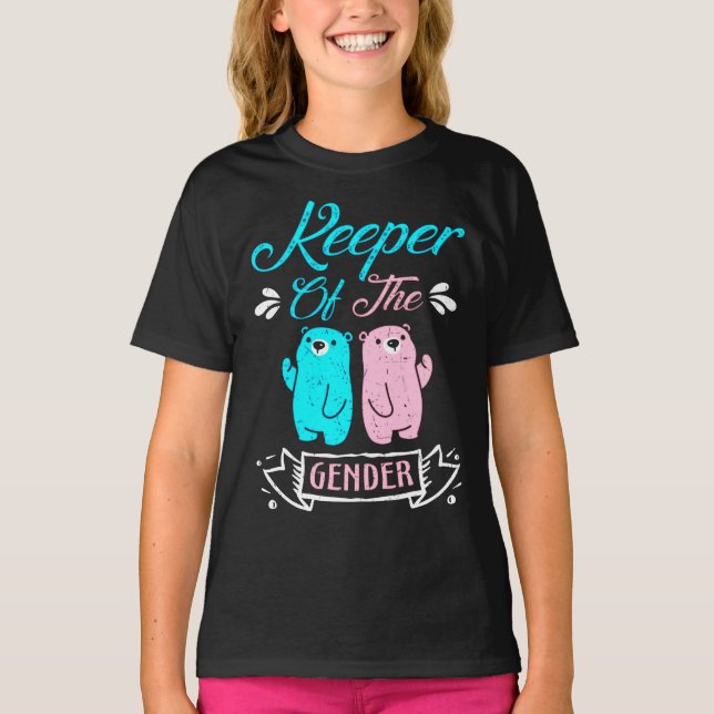 Keeper of the Gender Pink and Blue Teddy Bear T-Shirt (Vorderseite)