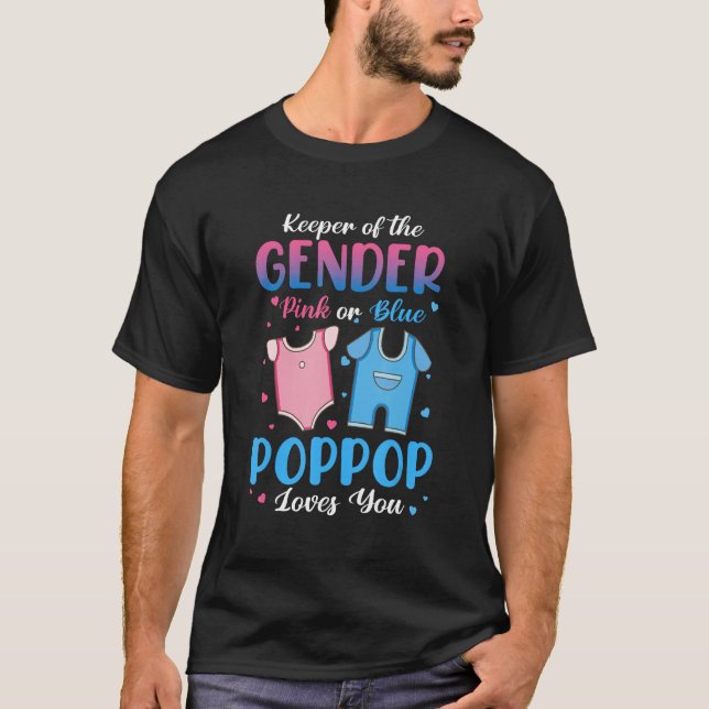 Keeper Of The Gender Pink Or Blue PopPop Loves You T-Shirt (Vorderseite)