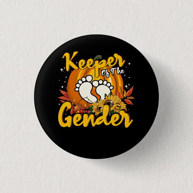 Keeper of the Gender Reveal Baby Pumpkin Halloween Button (Vorderseite)