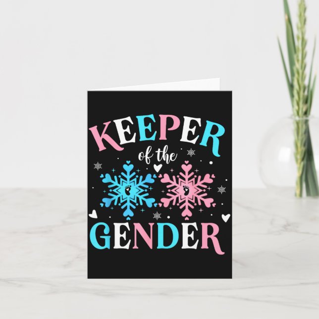Keeper Of The Gender Reveal Baby Snowflake Nk Or B Karte (Vorderseite)
