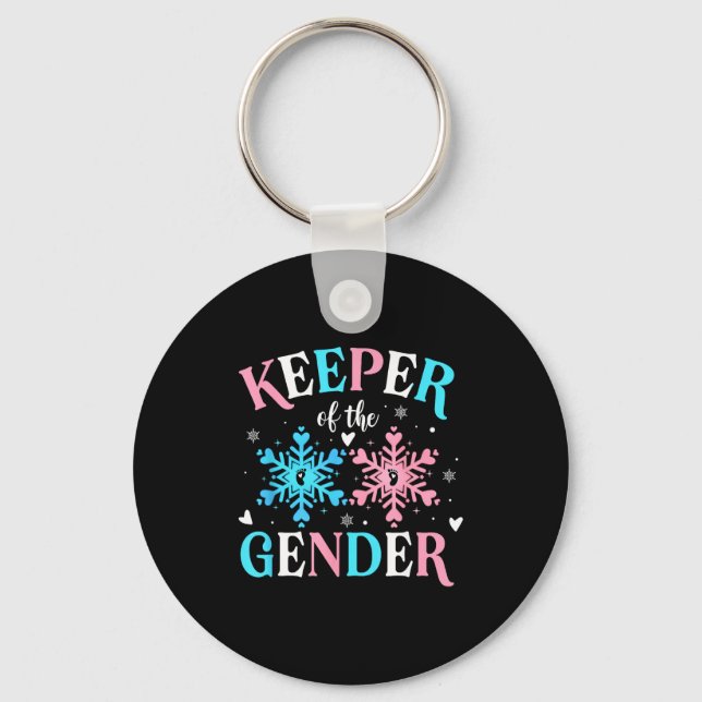Keeper Of The Gender Reveal Baby Snowflake Nk Or B Schlüsselanhänger (Vorderseite)