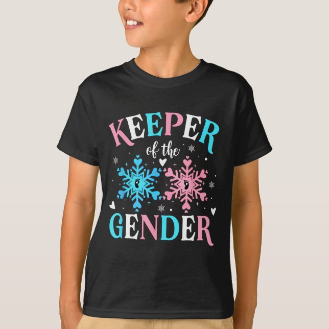 Keeper Of The Gender Reveal Baby Snowflake Nk Or B T-Shirt (Vorderseite)