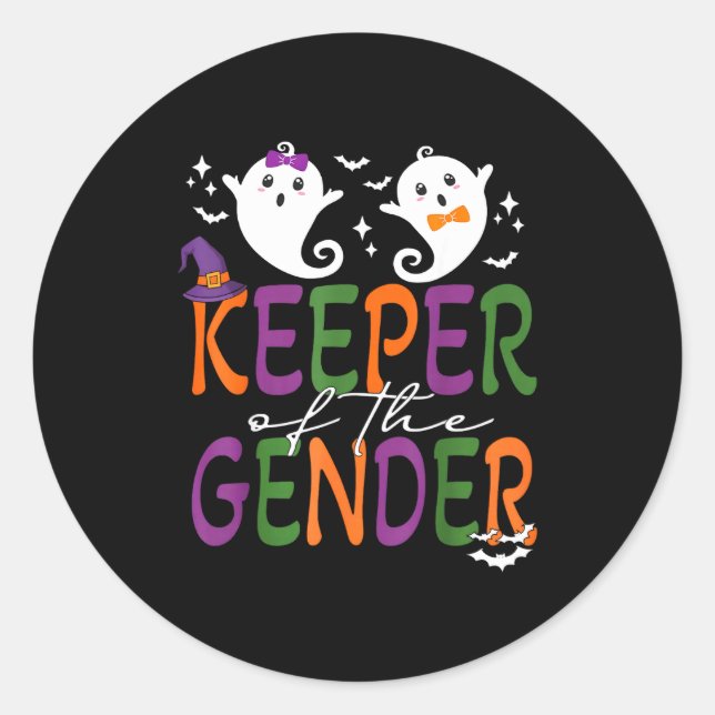 Keeper Of The Gender Reveal Halloween Pregnancy An Runder Aufkleber (Vorderseite)