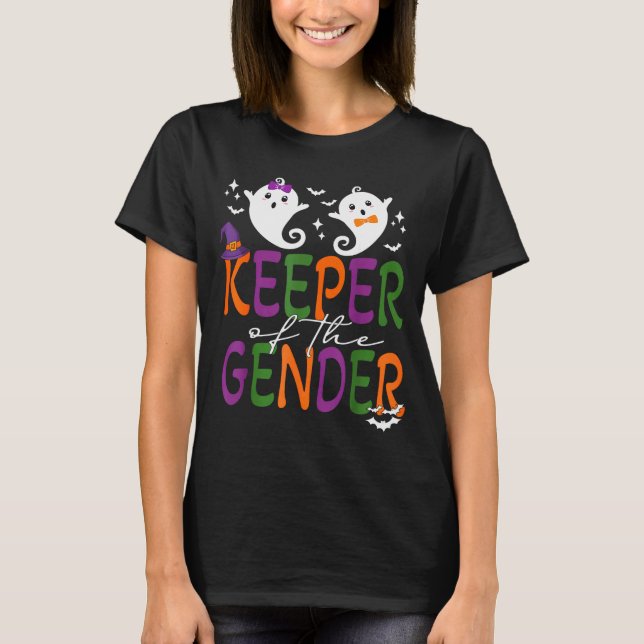 Keeper Of The Gender Reveal Halloween Pregnancy An T-Shirt (Vorderseite)