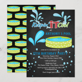 Keep'n es cooler Pool-Party-Geburtstag Einladung