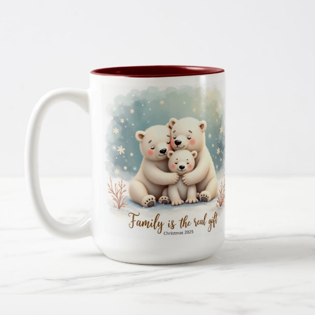Keepsake Family is the Real Gift Coffee Mug Zweifarbige Tasse (Links)