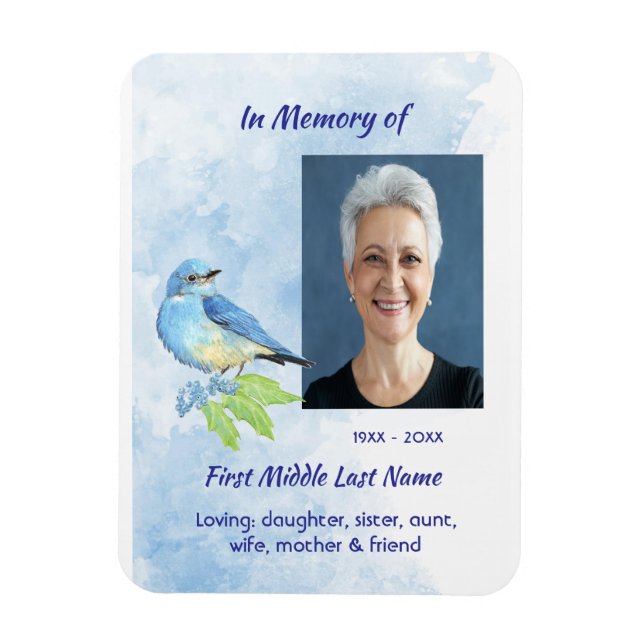 Keepsake Memorial  Bluebird Garden Bird  Magnet (Vertikal)