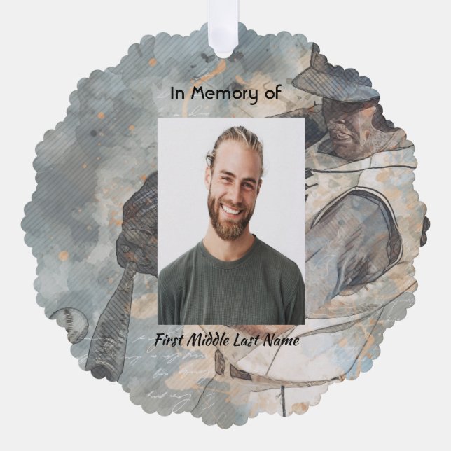 Keepsake Memorial Memory Card Baseball Sport Ornament Karte (Vorderseite)