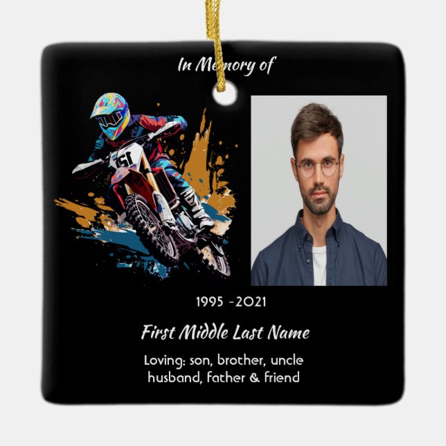 Keepsake  Memorial Motocross Motorcycle Racing Keramikornament (Vorderseite)