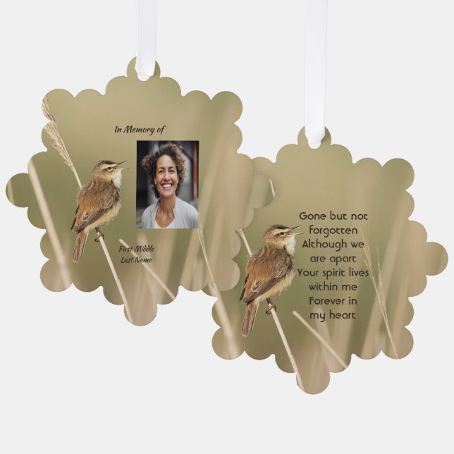 Keepsake Memorial Photo Bird Garden Nature  Ornament Karte (Vorderseite/Rückseite)