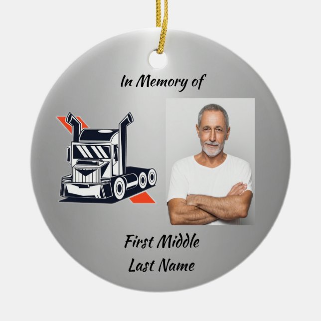 Keepsake  Memorial Semi-Truck Tractor-trailer  Keramik Ornament (Vorne)