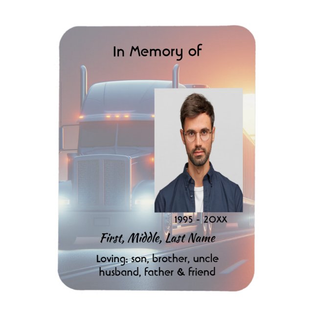 Keepsake Memorial Semi-Truck Tractor-trailer  Magnet (Vertikal)