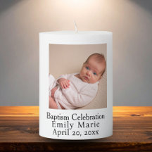 Keepsake Photo Baptism Pillar Candle