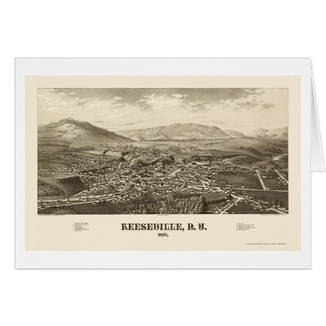 Keeseville, panoramische Karte New York - 1887 (Vorderseite (Horizontal))