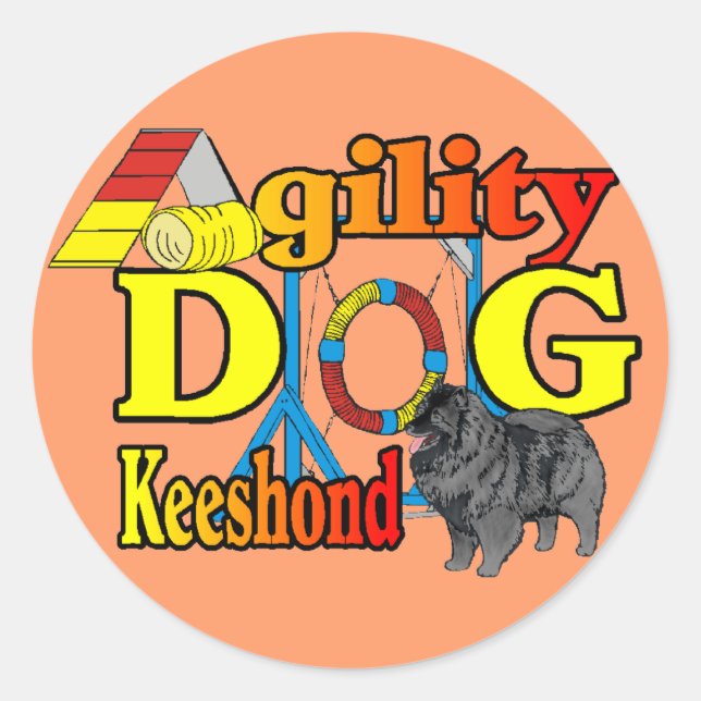 Keeshond Agility Geschenke Runder Aufkleber (Vorderseite)