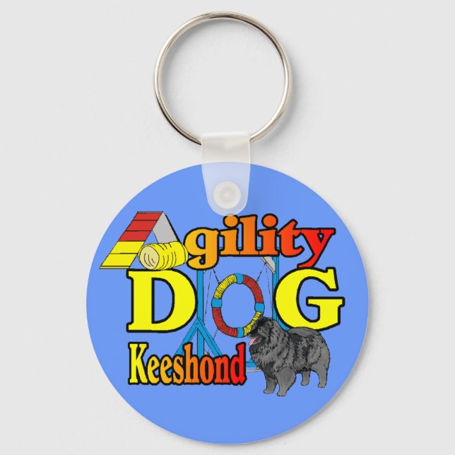 Keeshond Agility Geschenke Schlüsselanhänger (Vorderseite)