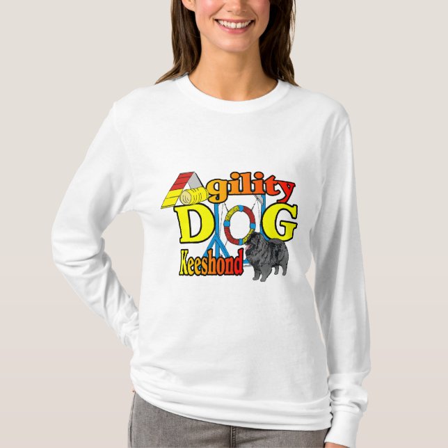 Keeshond Agility Geschenke T-Shirt (Vorderseite)
