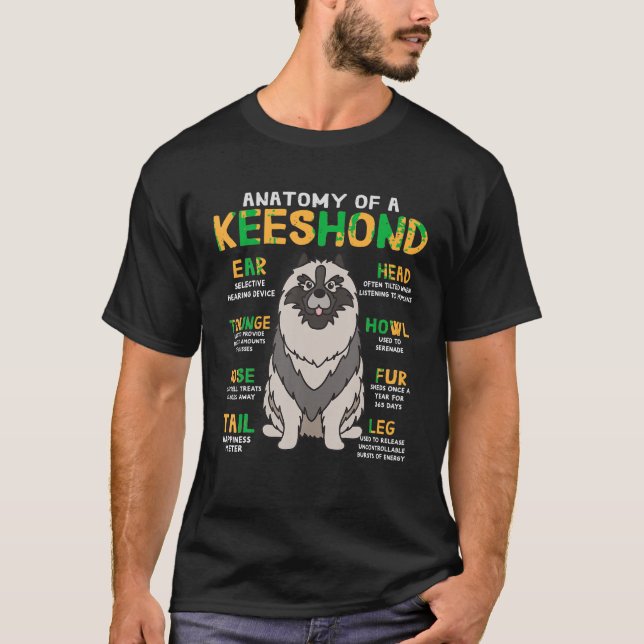 Keeshond Anatomy Funny Dog Mum Vater Geschenk T Sh T-Shirt (Vorderseite)