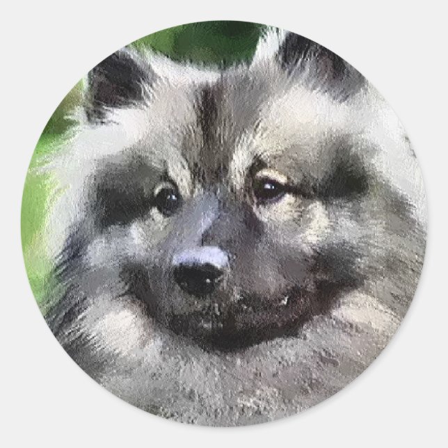 Keeshond Art Geschenke Runder Aufkleber (Vorderseite)
