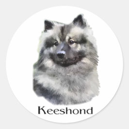 Keeshond Art Geschenke Runder Aufkleber