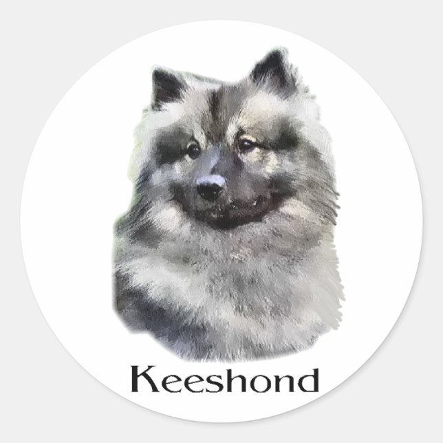 Keeshond Art Geschenke Runder Aufkleber (Vorderseite)