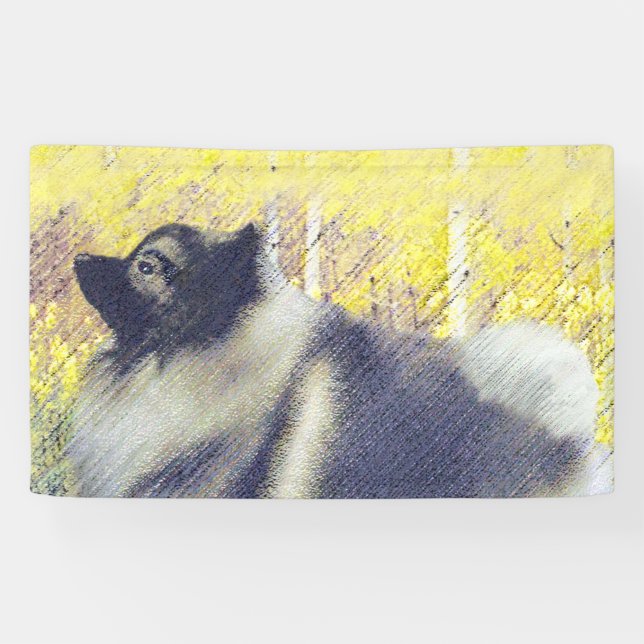 Keeshond Aspen Painting - Niedliche Originalkunst Banner (Horizontal)