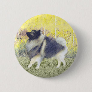 Keeshond Aspen Painting - Niedliche Originalkunst Button