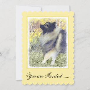 Keeshond Aspen Painting - Niedliche Originalkunst Einladung