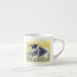 Keeshond Aspen Painting - Niedliche Originalkunst Espressotasse