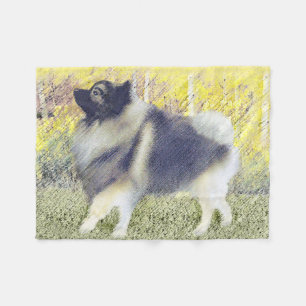 Keeshond Aspen Painting - Niedliche Originalkunst Fleecedecke