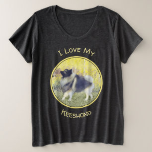 Keeshond Aspen Painting - Niedliche Originalkunst Große Größe T-Shirt