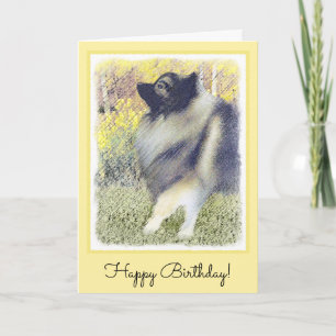Keeshond Aspen Painting - Niedliche Originalkunst Karte