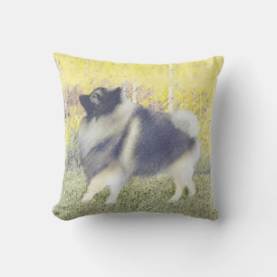 Keeshond Aspen Painting - Niedliche Originalkunst Kissen