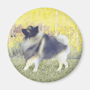 Keeshond Aspen Painting - Niedliche Originalkunst Magnet