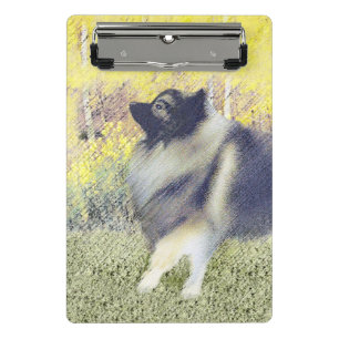 Keeshond Aspen Painting - Niedliche Originalkunst Mini Klemmbrett