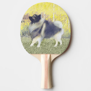 Keeshond Aspen Painting - Niedliche Originalkunst Tischtennis Schläger