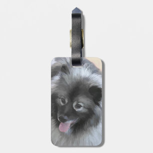 Keeshond Bailey Painting - Niedliche Original Dog  Gepäckanhänger