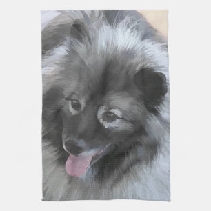 Keeshond Bailey Painting - Niedliche Original Dog  Handtuch