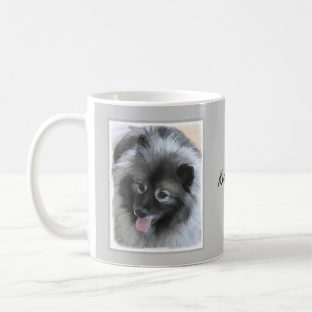 Keeshond Bailey Painting - Niedliche Original Dog  Kaffeetasse (Links)