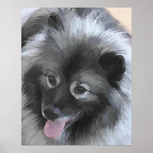 Keeshond Bailey Painting - Niedliche Original Dog  Poster (Vorne)