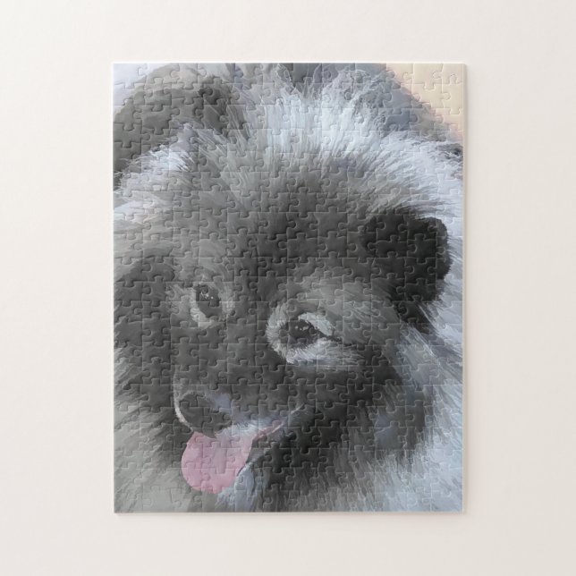 Keeshond Bailey Painting - Niedliche Original Dog  Puzzle (Vertikal)